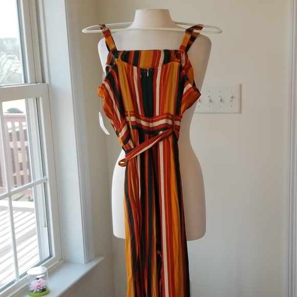 COCO & JAMISON Striped Split Wide Leg Jumpsuit - Picture 6 of 9